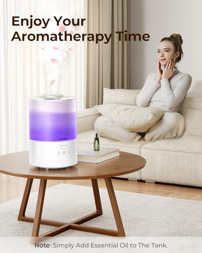 OPOWO Humidifiers for Bedroom Large Room, 2.5L Cool Mist Humidifiers for Baby Plants, Top Fill Air Humidifier for Home with Night Lights, Smart Wifi App Control, 38H Max Runtime, Timer, Sleep Mode