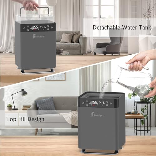 Humidifiers for Bedroom, 4.5L Top Fill Warm and Cool Mist for Large Room, Smart App & Voice Control, Customized Humidity, Sleep Mode, Timer, Ultra Quiet.