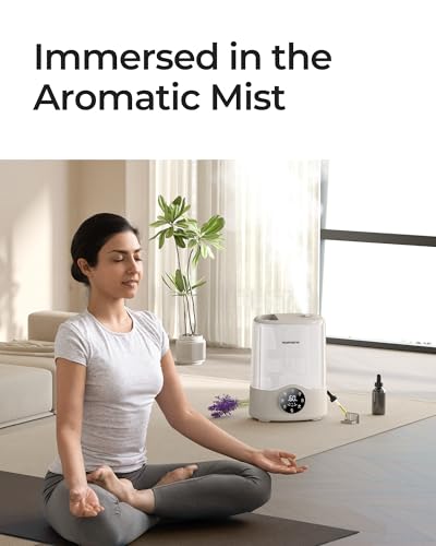 Homvana Smart Humidifier Large Room - Warm and Cool Mist 7L (807ft²), Top Fill Humidifiers for Bedroom - Ultrasonic Humidifier for Baby Plants - Home Nursery, Quick Easy Clean Air Humidifier - (White)