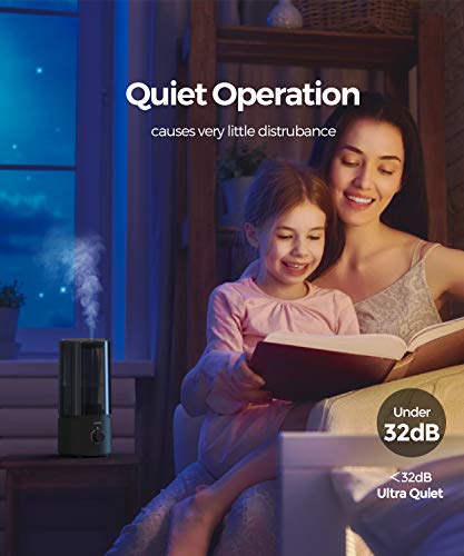 raydrop Humidifiers for Bedroom, Cool Mist Humidifiers for Babies, 1.70L Quiet Ultrasonic Humidifier, Space-Saving, Filterless, Auto Shut Off - (0.45 Gallon, US 110V)
