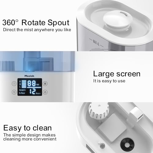Humidifiers for Bedroom and Home & Baby - 4L Cool Mist Air Humidifiers for Plants, 26db Quiet Top Fill Air Humidifier Lasts Up to 40 Hours, Auto Shut-Off, Super Easy to Fill and Clean