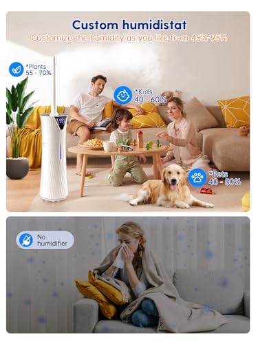 MONISEN Humidifier Large Room for 2000 sq ft, 17L/4.5Gal Humidifiers for Bedroom with Smart App & Remote Control, Ultrasonic Cool Mist Large Humidifiers for Home with Essential Oil Box, 3 Speed