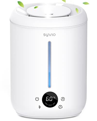 Cool Mist Air Humidifiers For Bedroom Large Room, Syvio 2.8L Smart Humidity Sensor, Easy to Clean for Baby Home Top Fill, Essential Oil Diffuser, Ultrasonic Quiet, 360° Nozzle