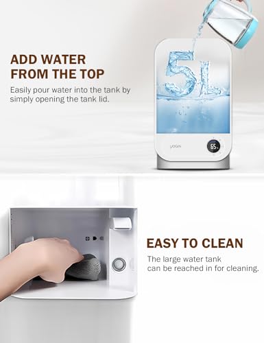 YOGIN humidifiers for Bedroom, 5L Ultrasonic Cool Mist Humidifiers for Home Baby Nursery & Plants,Top Fill Smart Air Humidifier Runs for up to 50 Hours,Intelligent Humidity Control and Auto Shut-Off