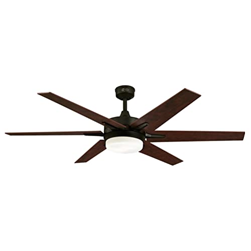 Westinghouse 74002B00 Transitional Cayuga, Smart WiFi Ceiling Fan Compatible with Amazon Alexa and Google Home with LED Light, Remote Control, 60 Inch, Black-Bronze Finish, Frosted Opal Glass