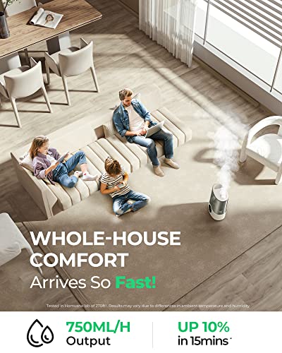 Homvana Humidifier Large Room, 7L (807ft²) Smart Warm and Cool Mist, Top-Fill Humidifiers for Bedroom Baby Nursery Grow Tent, Auto Adapt Mist Quick Air Humidity Indoor, Easy to Clean, Quiet, Diffusers
