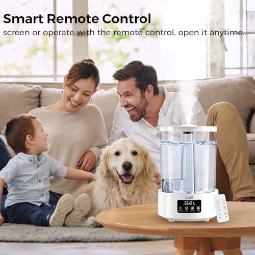 DIJEE Smart Humidifier for Large Room, for Bedroom, Quiet Cool Mist Ultrasonic Humidifier with Diffuser and Nightlight, 5L Big Capacity Top Fill Water Tank, for Home, Indoor, Nursery, Plant