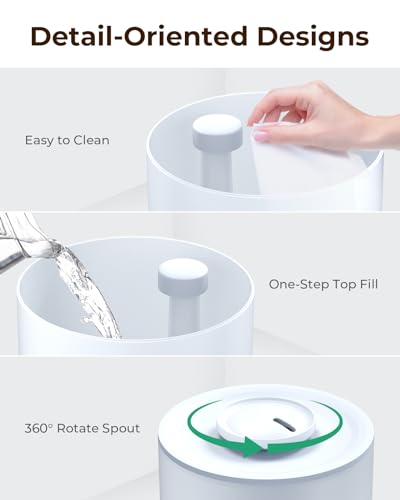 OPOWO Humidifiers for Bedroom Large Room, 2.5L Cool Mist Humidifiers for Baby Plants, Top Fill Air Humidifier for Home with Night Lights, Smart Wifi App Control, 38H Max Runtime, Timer, Sleep Mode