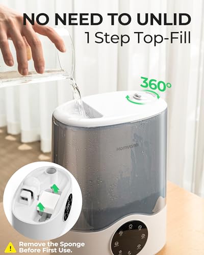 Homvana Humidifier Large Room, 7L (807ft²) Smart Warm and Cool Mist, Top-Fill Humidifiers for Bedroom Baby Nursery Grow Tent, Auto Adapt Mist Quick Air Humidity Indoor, Easy to Clean, Quiet, Diffusers