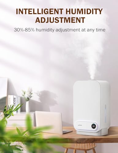YOGIN humidifiers for Bedroom, 5L Ultrasonic Cool Mist Humidifiers for Home Baby Nursery & Plants,Top Fill Smart Air Humidifier Runs for up to 50 Hours,Intelligent Humidity Control and Auto Shut-Off