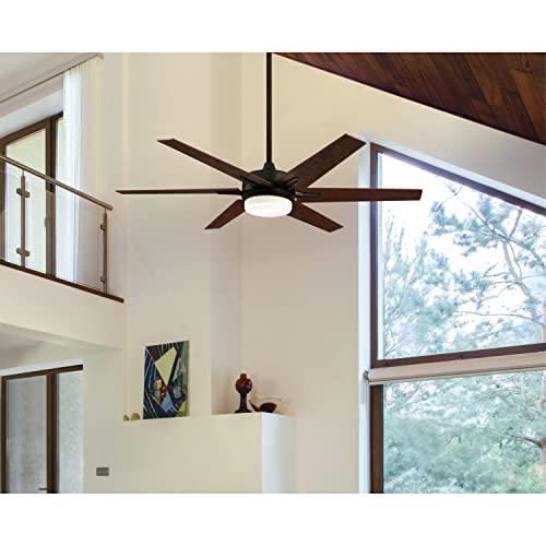 Westinghouse 74002B00 Transitional Cayuga, Smart WiFi Ceiling Fan Compatible with Amazon Alexa and Google Home with LED Light, Remote Control, 60 Inch, Black-Bronze Finish, Frosted Opal Glass