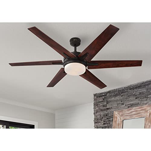 Westinghouse 74002B00 Transitional Cayuga, Smart WiFi Ceiling Fan Compatible with Amazon Alexa and Google Home with LED Light, Remote Control, 60 Inch, Black-Bronze Finish, Frosted Opal Glass