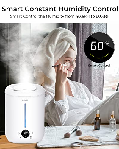 Cool Mist Air Humidifiers For Bedroom Large Room, Syvio 2.8L Smart Humidity Sensor, Easy to Clean for Baby Home Top Fill, Essential Oil Diffuser, Ultrasonic Quiet, 360° Nozzle