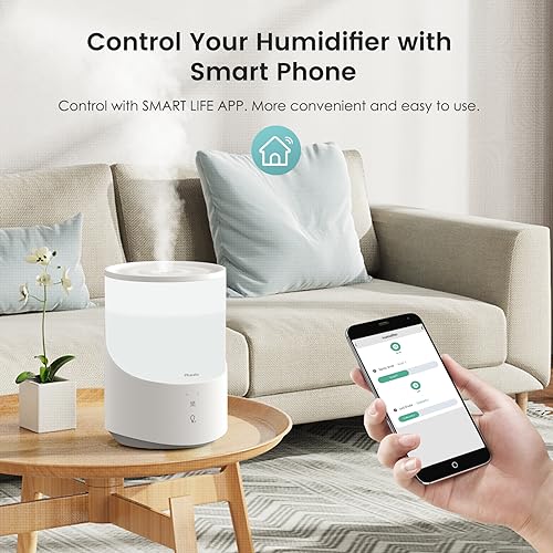 Pharata Smart Humidifiers for bedroom, 2.5L Cool Mist Essential Oil Diffuser, Top fill humidifier for Baby & Plant, Quiet Operation, for Home and Large Room, White