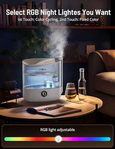 6L Smart Humidifiers for Bedroom Large Room Home, Cool Mist Humidifier, Top Fill Quiet Humidifier for Baby and Plants, App Control, Essential Oil Diffuser Nightlight, 753ft² Coverage, White