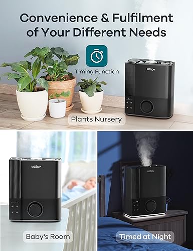WELOV Humidifiers for Bedroom, Ultrasonic Humidifier Large Room, Top Fill Cool Mist Humidifiers for Baby Nursery and Plants, 4.5L Easy to Clean Air Humidifier, Auto Mode, Quiet, Nightlight, 360°Nozzle