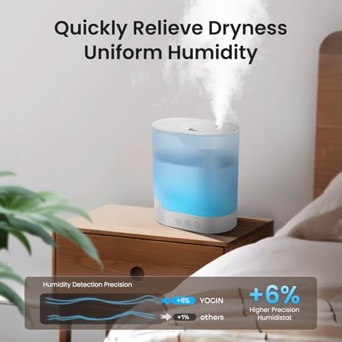 YOGIN humidifiers for Bedroom, 3L Ultrasonic Cool Mist Humidifiers for Home Baby NTop Fill Smart Air Humidifier Runs for up to 40 Hours