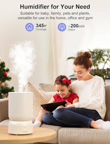 CLEVAST Smart Humidifiers for Bedroom, Top Fill 3L Cool Mist Quiet Ultrasonic Humidifier with Essential Oil Diffuser, Humidity Control, Wi-Fi Air Humidifier for Baby, Home, Work with Alexa