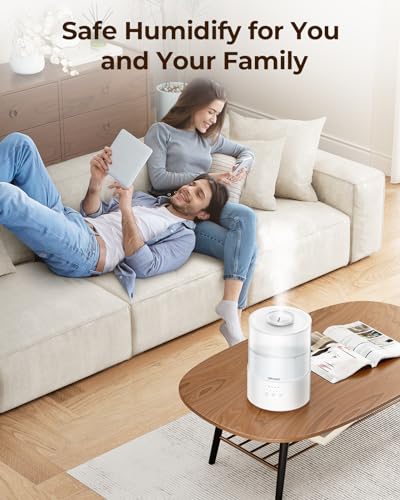OPOWO Humidifiers for Bedroom Large Room, 2.5L Cool Mist Humidifiers for Baby Plants, Top Fill Air Humidifier for Home with Night Lights, Smart Wifi App Control, 38H Max Runtime, Timer, Sleep Mode