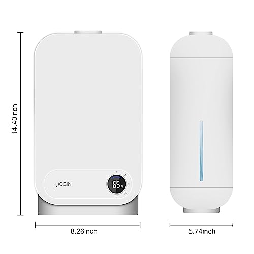 YOGIN humidifiers for Bedroom, 5L Ultrasonic Cool Mist Humidifiers for Home Baby Nursery & Plants,Top Fill Smart Air Humidifier Runs for up to 50 Hours,Intelligent Humidity Control and Auto Shut-Off