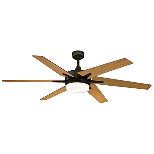 Westinghouse 74002B00 Transitional Cayuga, Smart WiFi Ceiling Fan Compatible with Amazon Alexa and Google Home with LED Light, Remote Control, 60 Inch, Black-Bronze Finish, Frosted Opal Glass