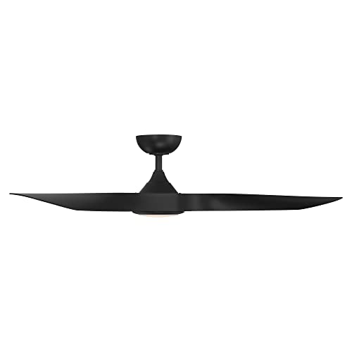 WAC Smart Fans Swirl Indoor and Outdoor 3-Blade Ceiling Fan 54in Matte Black with 3000K LED Light Kit and Remote Control works with Alexa and iOS or Android App