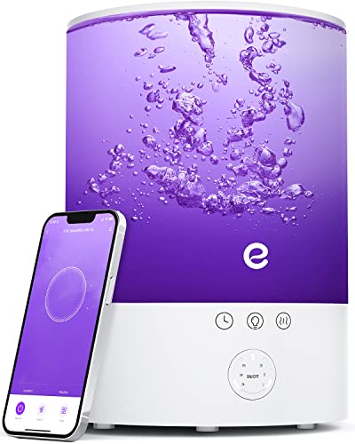 Esemoil Cool Mist Humidifiers for Bedroom Large Room, 2.5L Smart WiFi Baby Air Humidifier with Top-Fill & 28dB Quiet, 24H Ultrasonic Diffuser for Plants, 8 Color Light, Voice Control, Works with Alexa