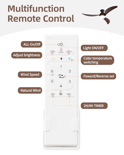 CACI Mall 52" Flush Mount Ceiling Fan with Lights Remote Control, Smart Wifi Low Profile Ceiling Fan 3 Solid Wood Blades, Noiseless Reversible DC Motor Dimmable LED 5182 CFM for Kitchen, Porch, Patio