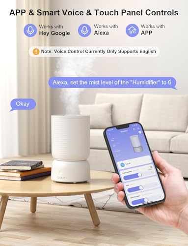 CLEVAST Smart Humidifiers for Bedroom, Top Fill 3L Cool Mist Quiet Ultrasonic Humidifier with Essential Oil Diffuser, Humidity Control, Wi-Fi Air Humidifier for Baby, Home, Work with Alexa