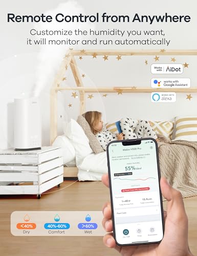 WELOV BoostMist Cool Mist Humidifier for Large Room, Smart Humidifier for Bedroom, 6L Home Humidifier for Plants, Quiet Ultrasonic Humidifier for Baby with APP/Voice Control, Auto Mode, H500 Pro