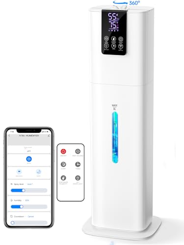 Hiswelle Smart Humidifiers for Bedroom Large Room,(8L) 2.1Gal Cool Mist Top Fill Diffuser Ambient Light, WIFI App & Remote Control, 3 Mist Modes, 12H Timer, 35dB Quiet Humidifier for Home Office Plant