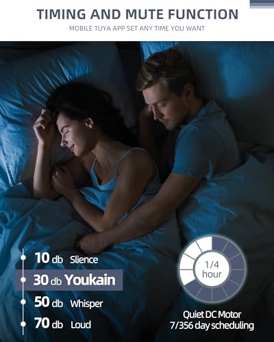 YOUKAIN Low Profile Ceiling Fan With Light, 52 Inch Smart Ceiling Fan With Light, Indoor/Outdoor Black Flush Mount Ceiling Fan With Remote & App Control, 52-YJ236-BKN