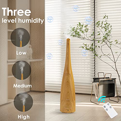 Cool Mist Humidifier,Elecameier Warm and Cool Mist Humidifier for Home/Bedroom with Remote Control Smart Air Humidifier for Desk/Office/Baby Bedroom 25dB Whisper Quiet with Auto Shut off light wood