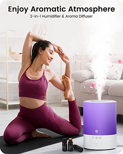 Esemoil Cool Mist Humidifiers for Bedroom Large Room, 2.5L Smart WiFi Baby Air Humidifier with Top-Fill & 28dB Quiet, 24H Ultrasonic Diffuser for Plants, 8 Color Light, Voice Control, Works with Alexa