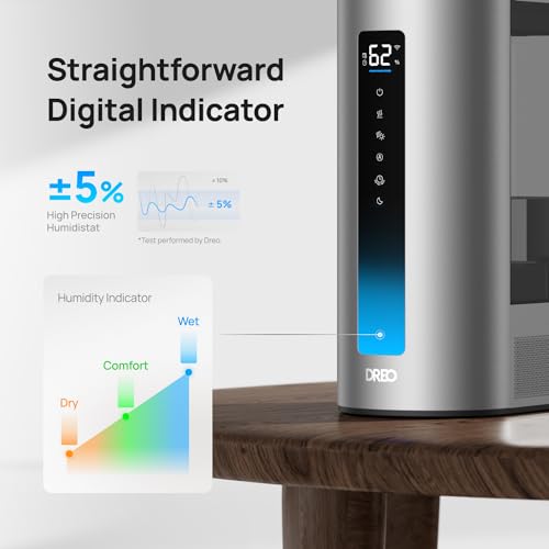 Dreo 6L Humidifier For Bedroom, Smart Large Room Humidifier, Warm & Cool Mist, Plants Indoor, Baby, Top Fill, 60Hr Runtime, Quiet, High Precision Humidity Sensor, Indicator Light, Timer, HM713S