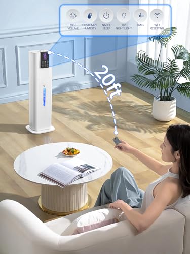 Hiswelle Smart Humidifiers for Bedroom Large Room,(8L) 2.1Gal Cool Mist Top Fill Diffuser Ambient Light, WIFI App & Remote Control, 3 Mist Modes, 12H Timer, 35dB Quiet Humidifier for Home Office Plant