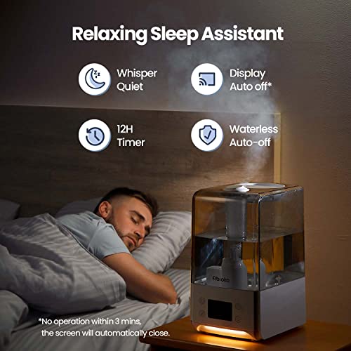 Rbioko Smart Humidifiers for Large Room Bedroom Home (6.5L), Cool Mist Ultrasonic Vaporizer with Remote Control, Auto Humidify for Baby and Plants, Essential Oil Diffuser with Night Light, Timer