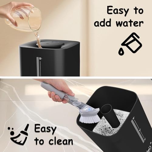6L Humidifiers for Bedroom Large Room, Cool & Warm Mist Humidifier for Baby and Plants, Top Fill Humidifiers with Remote Control, Smart Humidistat Control, Quiet, Adjustable Mist, 360°Nozzle, Black