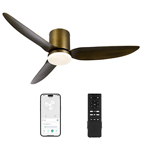 VONLUCE Smart Ceiling Fans with Lights, 52 inch Ceiling Fan with Remote/APP/Alexa/Voice Control, 6 Speed Reversible Noiseless Motor, Modern Ceiling Fan for Bedroom Indoor Farmhouse, Bronze
