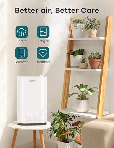WELOV BoostMist Cool Mist Humidifier for Large Room, Smart Humidifier for Bedroom, 6L Home Humidifier for Plants, Quiet Ultrasonic Humidifier for Baby with APP/Voice Control, Auto Mode, H500 Pro