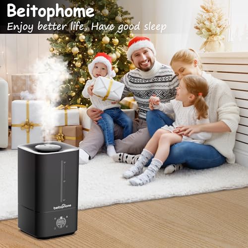 6L Humidifiers for Bedroom Large Room, Cool & Warm Mist Humidifier for Baby and Plants, Top Fill Humidifiers with Remote Control, Smart Humidistat Control, Quiet, Adjustable Mist, 360°Nozzle, Black