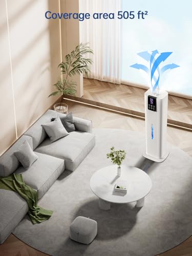 Hiswelle Smart Humidifiers for Bedroom Large Room,(8L) 2.1Gal Cool Mist Top Fill Diffuser Ambient Light, WIFI App & Remote Control, 3 Mist Modes, 12H Timer, 35dB Quiet Humidifier for Home Office Plant
