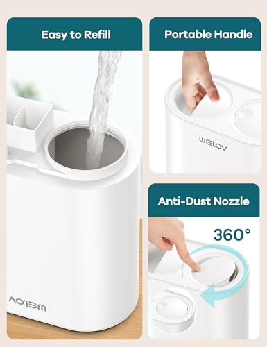 WELOV BoostMist Cool Mist Humidifier for Large Room, Smart Humidifier for Bedroom, 6L Home Humidifier for Plants, Quiet Ultrasonic Humidifier for Baby with APP/Voice Control, Auto Mode, H500 Pro