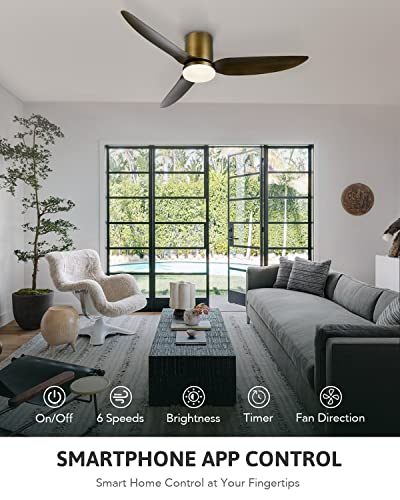 VONLUCE Smart Ceiling Fans with Lights, 52 inch Ceiling Fan with Remote/APP/Alexa/Voice Control, 6 Speed Reversible Noiseless Motor, Modern Ceiling Fan for Bedroom Indoor Farmhouse, Bronze