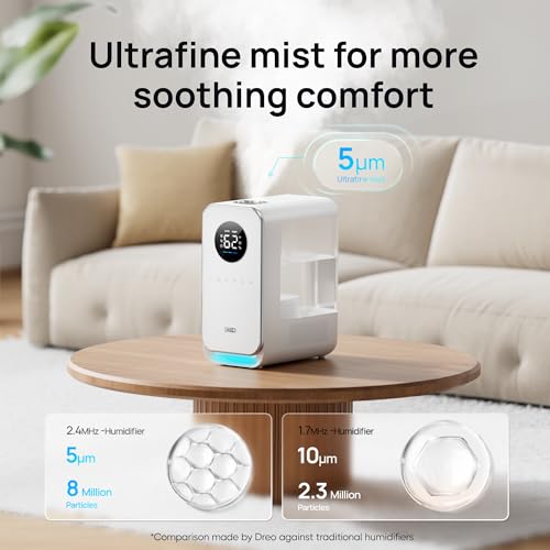 Dreo Humidifiers for Bedroom Home, Top-filled Smart Quiet Cool Mist Humidifiers for Large Room, Oil Diffuser & Nightlight for Baby Nusery, 50Hours Runtime for Home, Indoor Plants, Alexa/Google