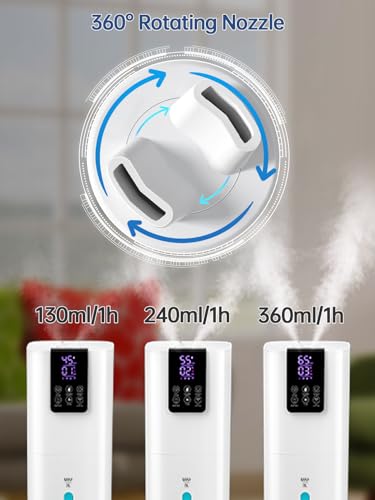 Hiswelle Smart Humidifiers for Bedroom Large Room,(8L) 2.1Gal Cool Mist Top Fill Diffuser Ambient Light, WIFI App & Remote Control, 3 Mist Modes, 12H Timer, 35dB Quiet Humidifier for Home Office Plant
