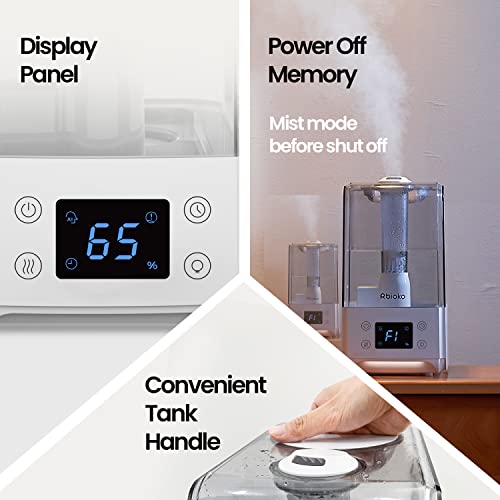 Rbioko Smart Humidifiers for Large Room Bedroom Home (6.5L), Cool Mist Ultrasonic Vaporizer with Remote Control, Auto Humidify for Baby and Plants, Essential Oil Diffuser with Night Light, Timer