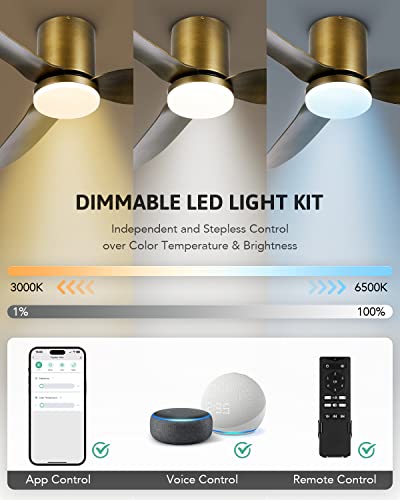 VONLUCE Smart Ceiling Fans with Lights, 52 inch Ceiling Fan with Remote/APP/Alexa/Voice Control, 6 Speed Reversible Noiseless Motor, Modern Ceiling Fan for Bedroom Indoor Farmhouse, Bronze