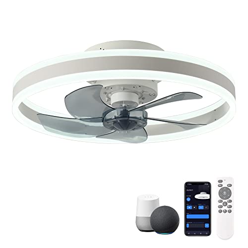 Orison Smart Ceiling Fans with Lights Compatible with Alexa and Google Assistant 20", Low Profile Ceiling Fan with Lights Remote,APP Control,6 Speed Reversible Blades for Bedroom/Living Room