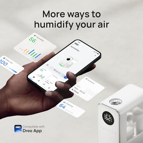 Dreo Humidifiers for Bedroom Home, Top-filled Smart Quiet Cool Mist Humidifiers for Large Room, Oil Diffuser & Nightlight for Baby Nusery, 50Hours Runtime for Home, Indoor Plants, Alexa/Google
